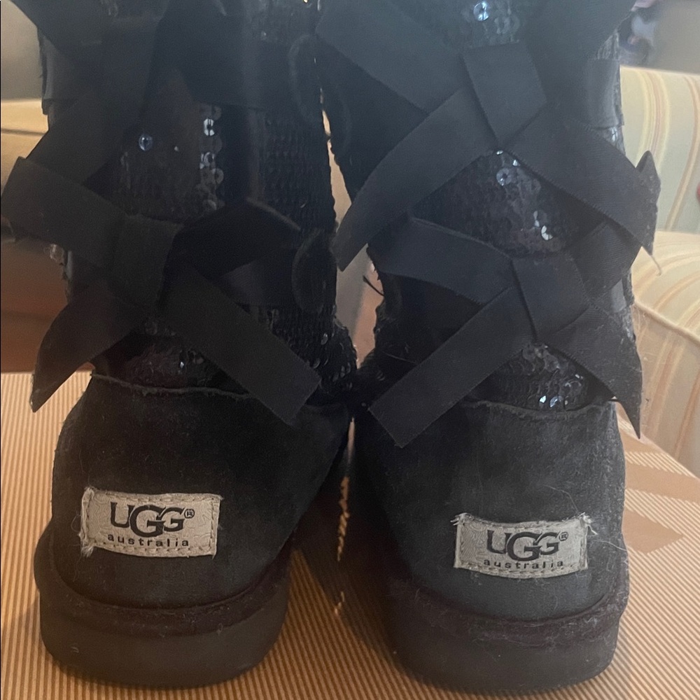 UGG Black Sequin Bow Boots